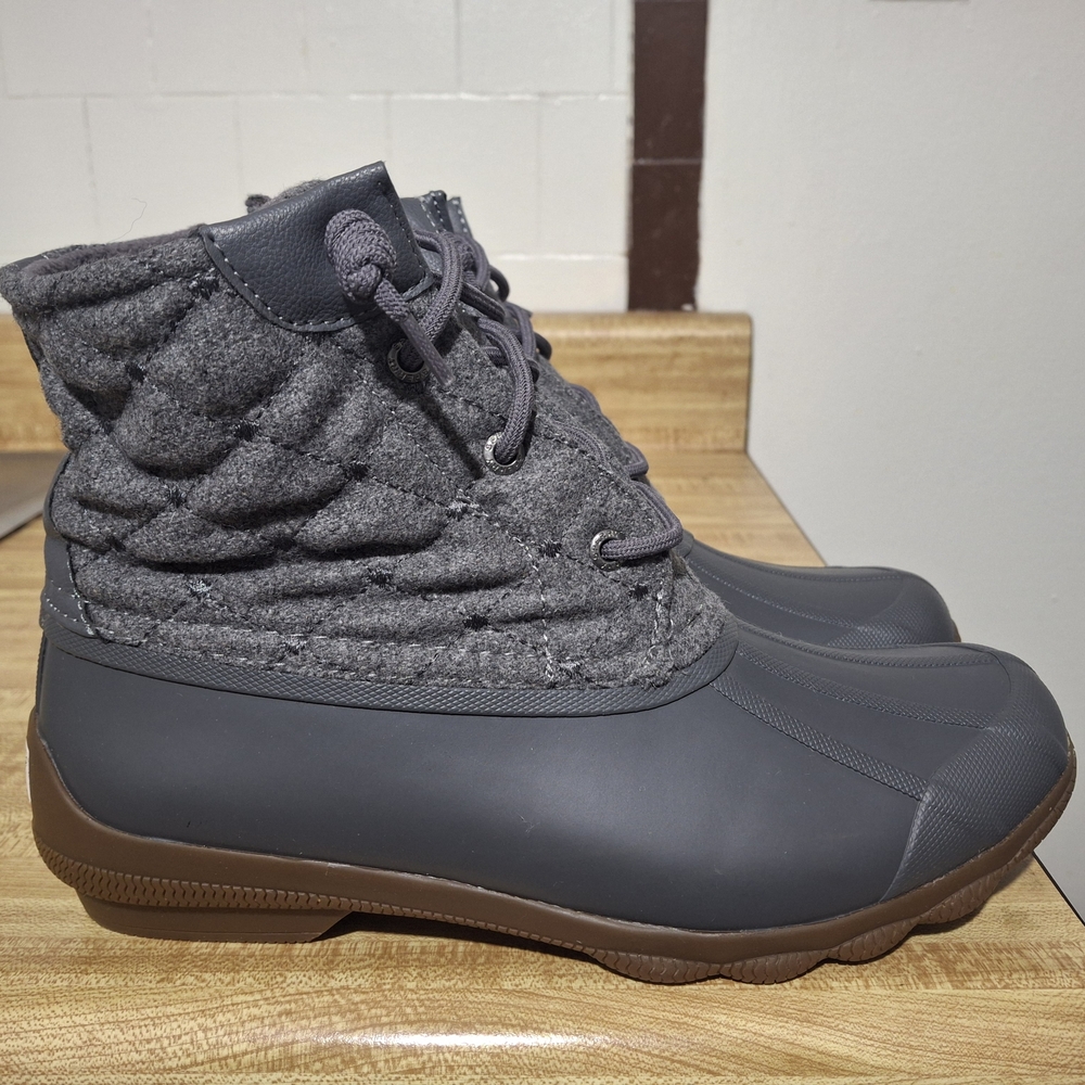 Sperry Syren Gulf Grey Quilt Duck Boots Size 8.5